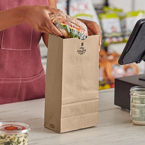 Duro Husky Dubl Life 8 lb. Heavy Duty Natural Kraft Bag - 70208 (QTY:400)