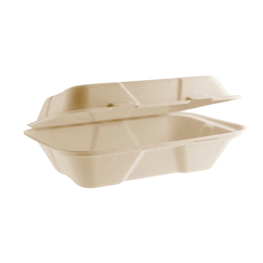 Vegware 9 x 6in large bagasse clamshell (QTY:200)