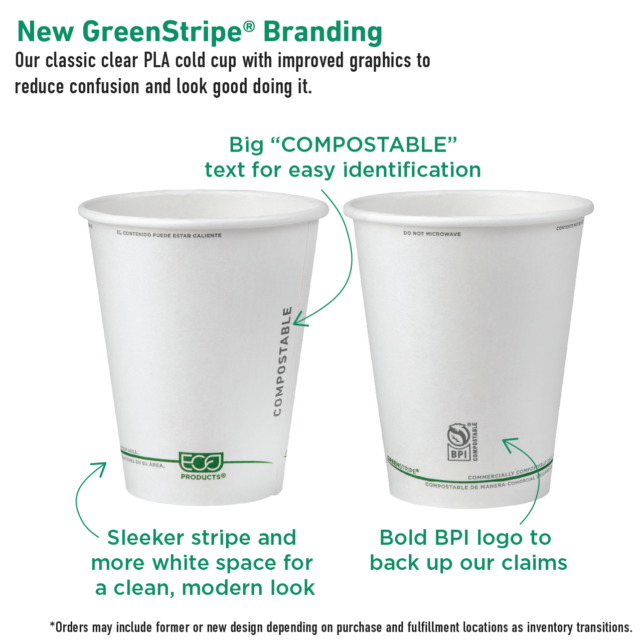 GreenStripe Renewable & Compostable Hot Cups - 10oz (QTY:1000)