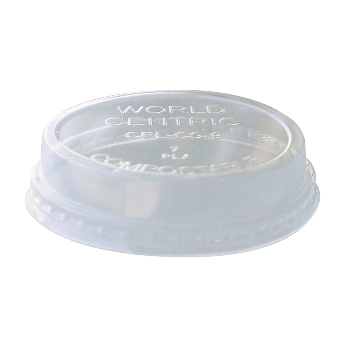 World Centric LID PLA - 4 to 9 oz Cold Cups and 2 oz Squat Portion Cup, Raised, No Straw Hole, Clear (QTY:2000)
