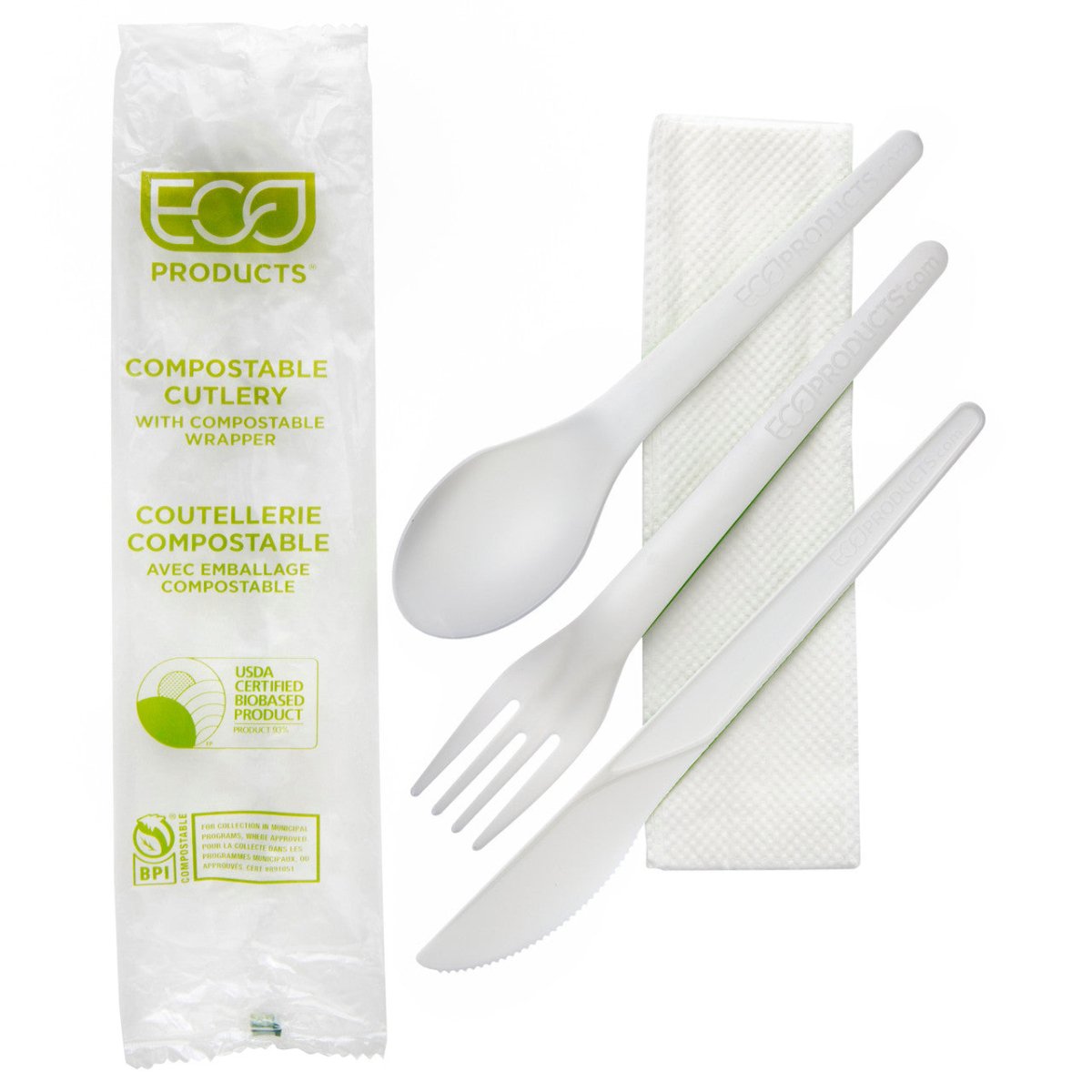 Plantware Renewable & Compostable Cutlery Kit - 6in (QTY:250)