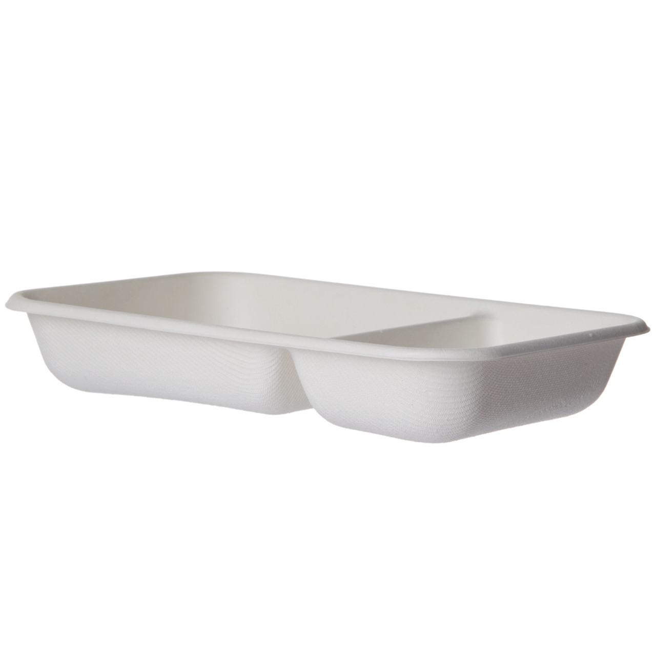 Vanguard WorldView Renewable & Compostable Sugarcane Take-Out Containers - 2-Cmpt 24oz Rectangle (QTY:400)