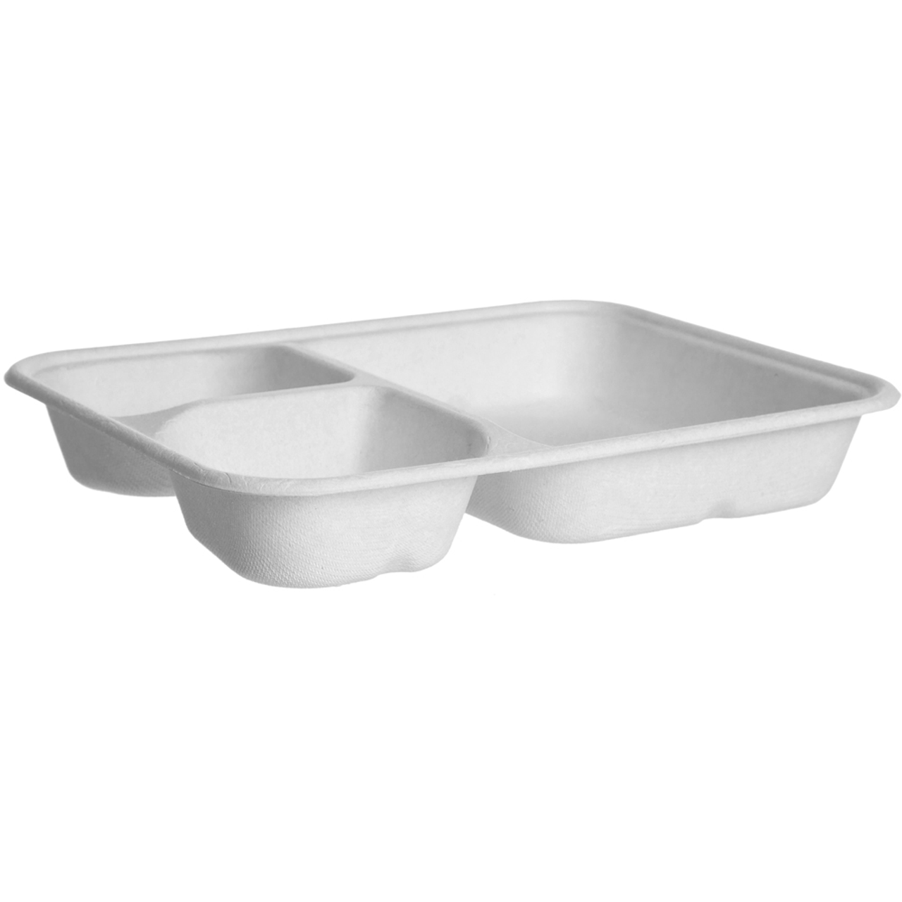 Vanguard WorldView Renewable & Compostable Sugarcane 3-Cmpt Tray, 6x8in (QTY:400)