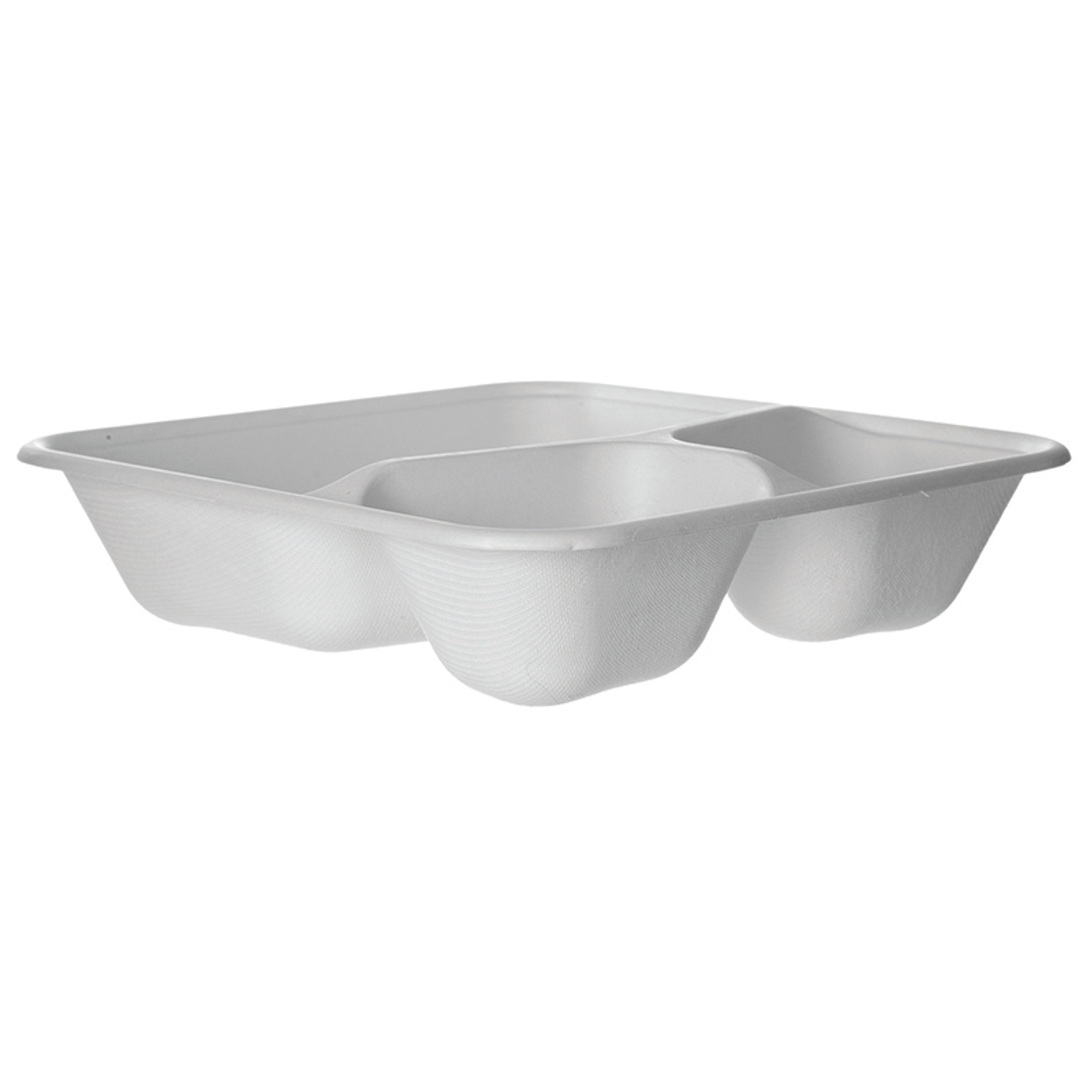 Vanguard WorldView Renewable & Compostable Sugarcane Take-Out Containers, 9in 3-Cmpt Square (QTY:200)