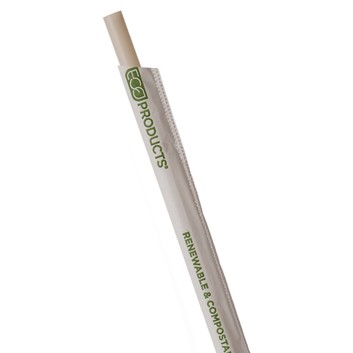 GreenStripe Renewable & Compostable 10.25in Natural White Wrapped PHA Straws (QTY:1250)