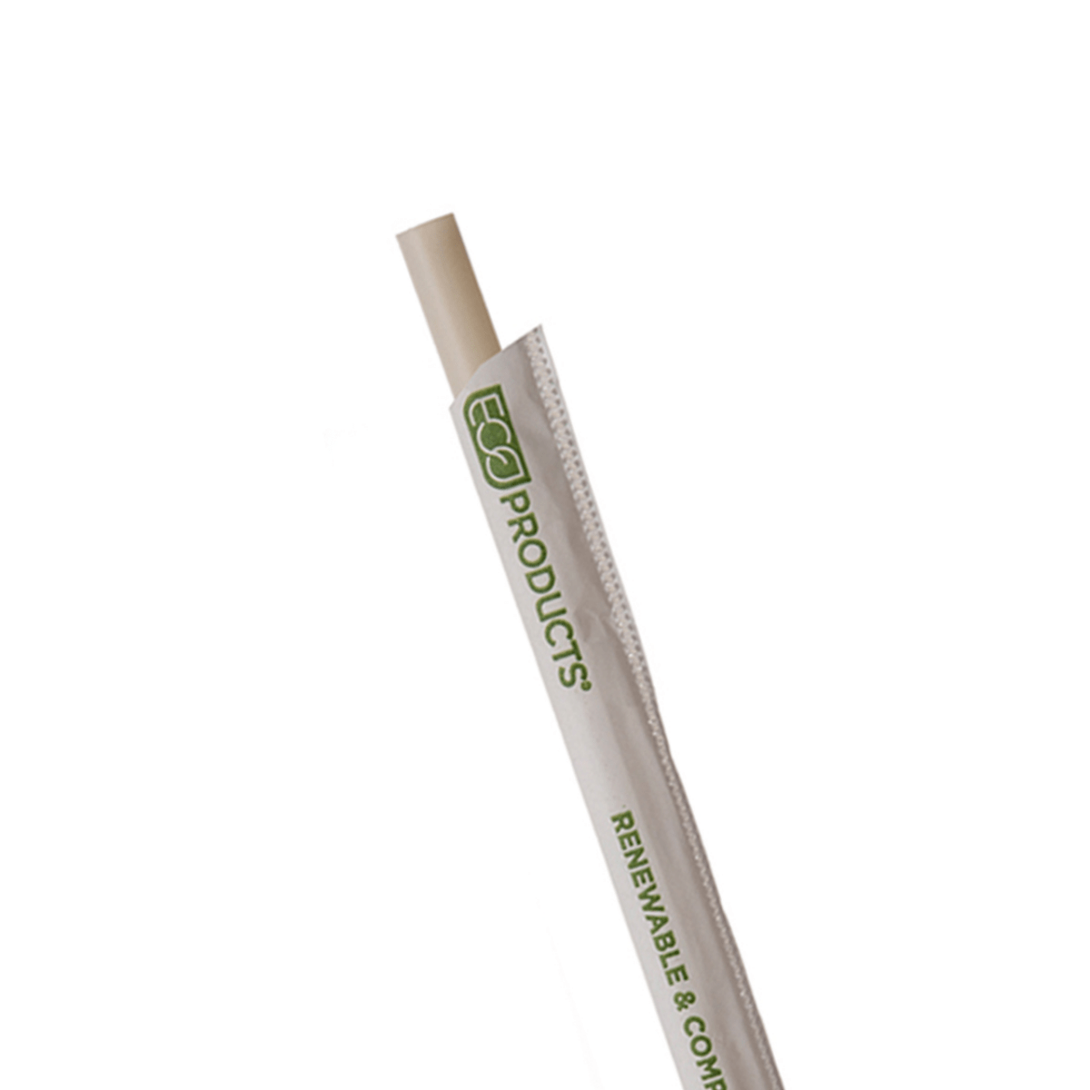 GreenStripe Renewable & Compostable 7.5in Natural White Wrapped PHA Straws (QTY:2000)