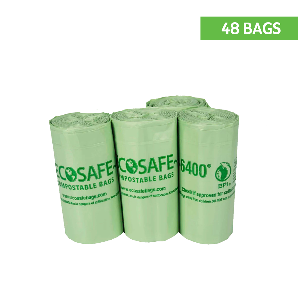 EcoSafe 7 Gallon Compostable Bag Liners - 18 x 25" (4-Roll Pack, QTY:48)