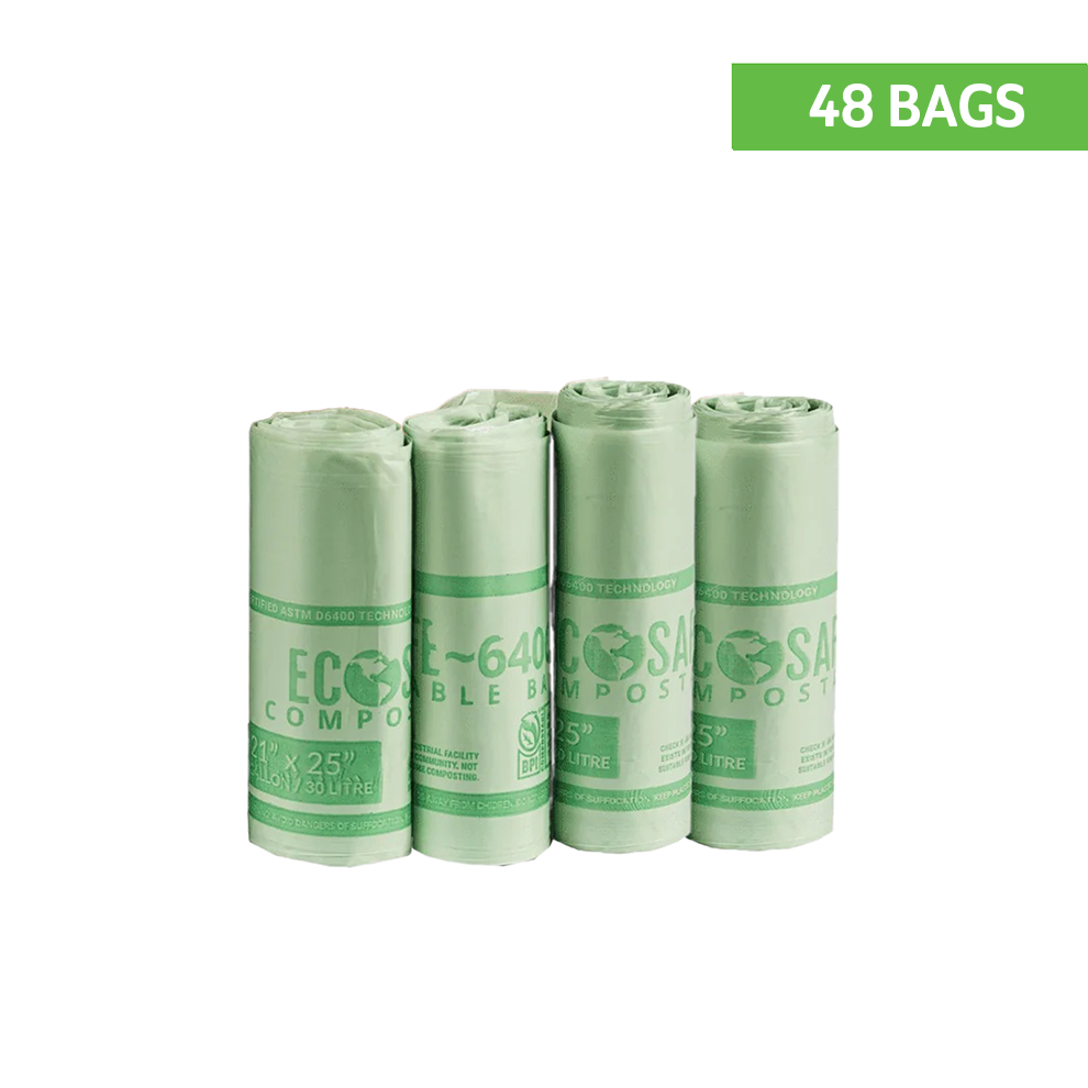 EcoSafe 8 Gal Compostable Bags - 21X25 (4-Roll Pack, QTY:48)