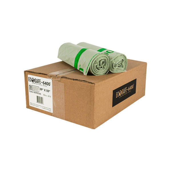 EcoSafe 48 Gallon Compostable Bags 39x55 (QTY:80)