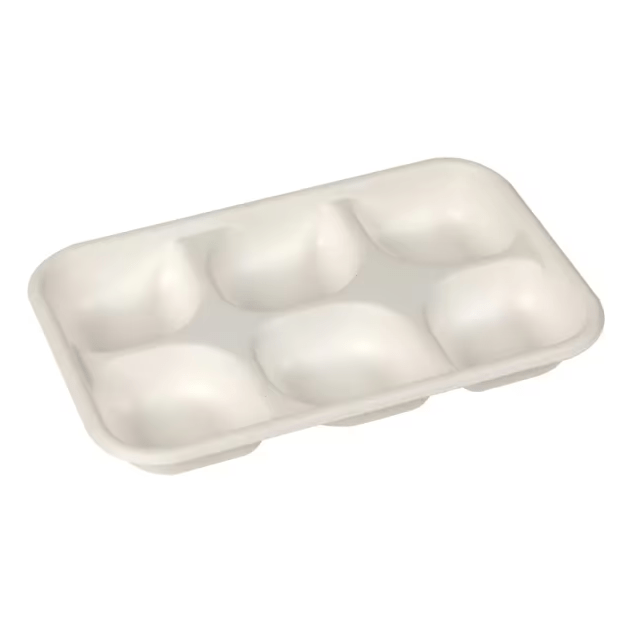 Eco-Products Vanguard WorldView Renewable & Compostable 6 Compartment Rectangular Strawberry Tray (QTY:400)