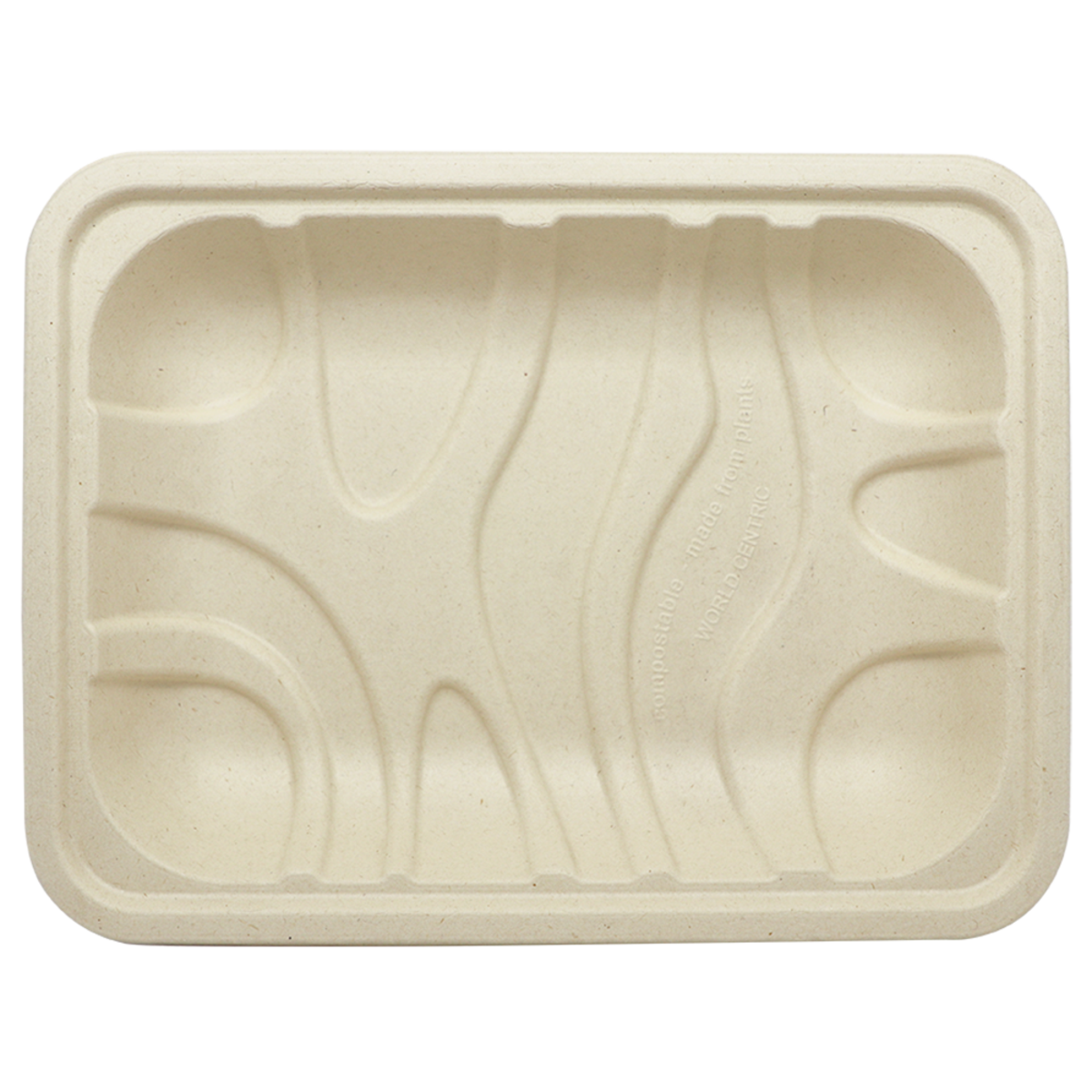 World Centric Fiber 4P Meat and Produce Tray, 9.25x7.25x1.5" (QTY:450)