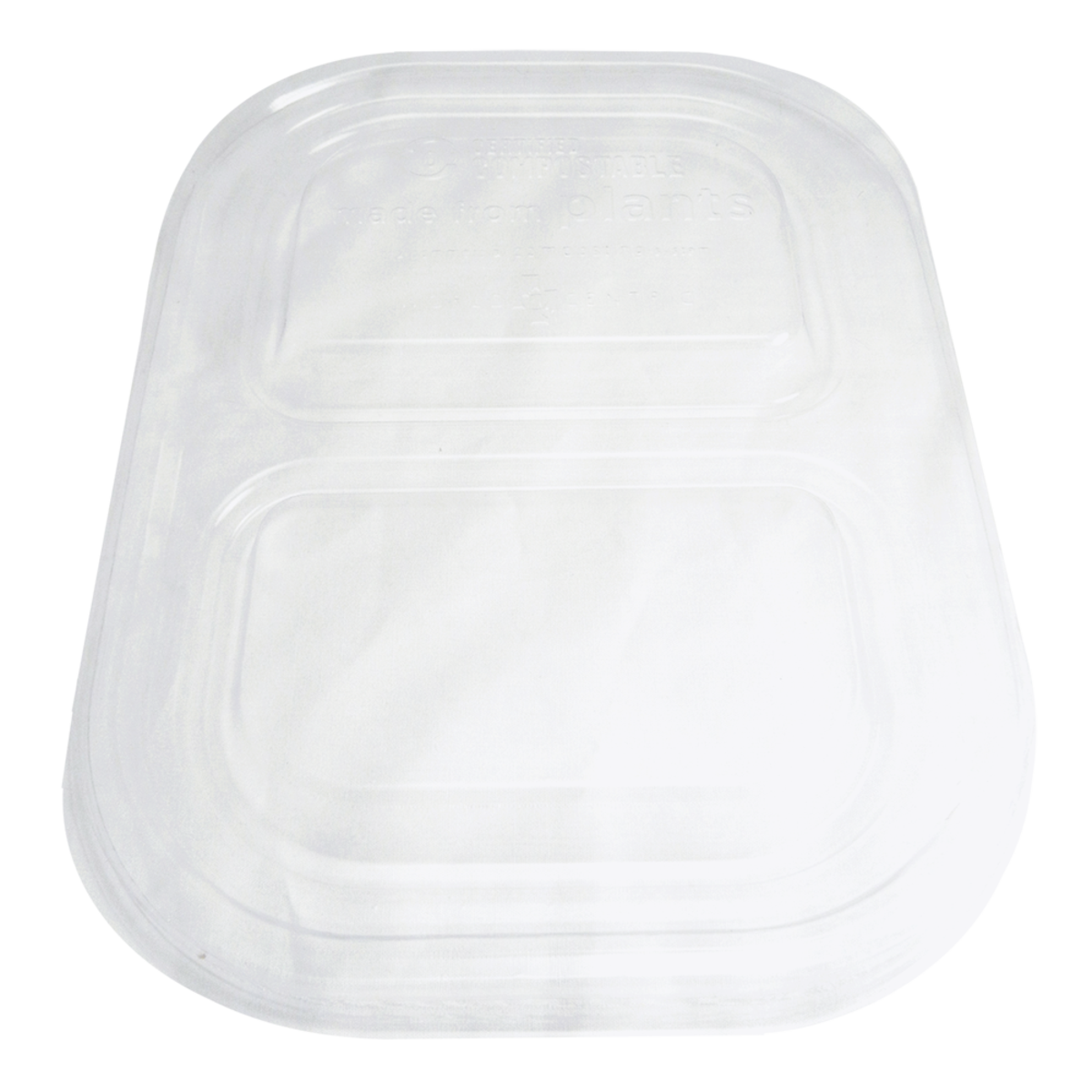 World Centric LID PLA - Fits TR-SC-U8D Fiber Container, Clear, 2-Compt (QTY:400)
