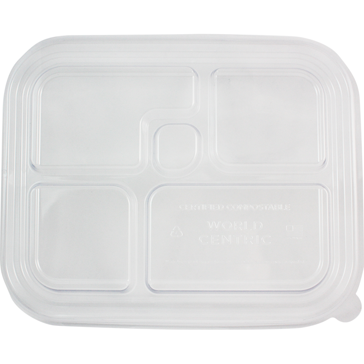 World Centric LID PLA - Bento Box, 5-Compt (QTY:300)