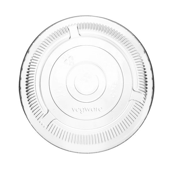 Vegware 96-Series PLA Raised Flat Lid with Straw-Slot (QTY:1000)