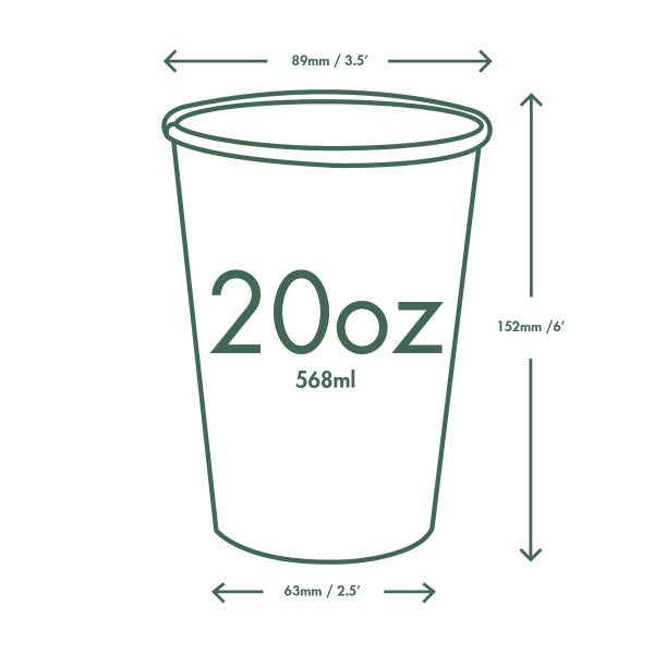 Vegware 20oz brown kraft hot cup, 89-Series (QTY:1000)