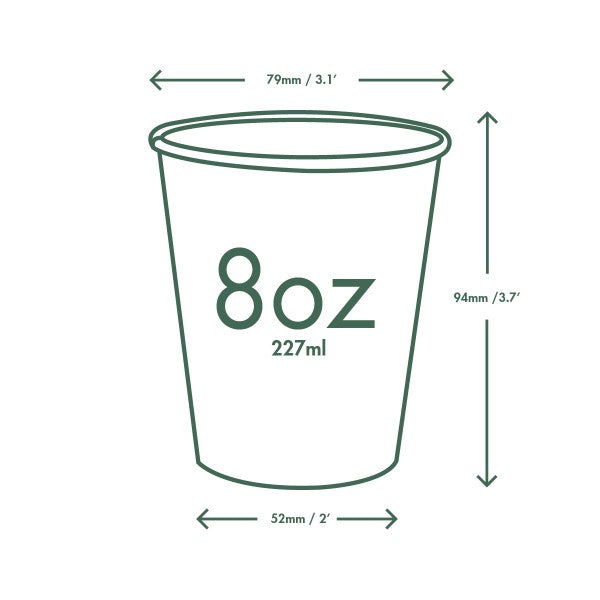 Vegware 8oz brown kraft hot cup, 79-Series (QTY:1000)