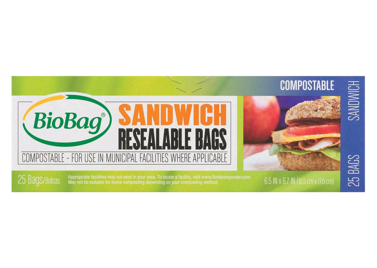 Biobag Resealable Food Storage Bags, 6.5" x 6.7", 1.8 mil (QTY: 300 Bags)