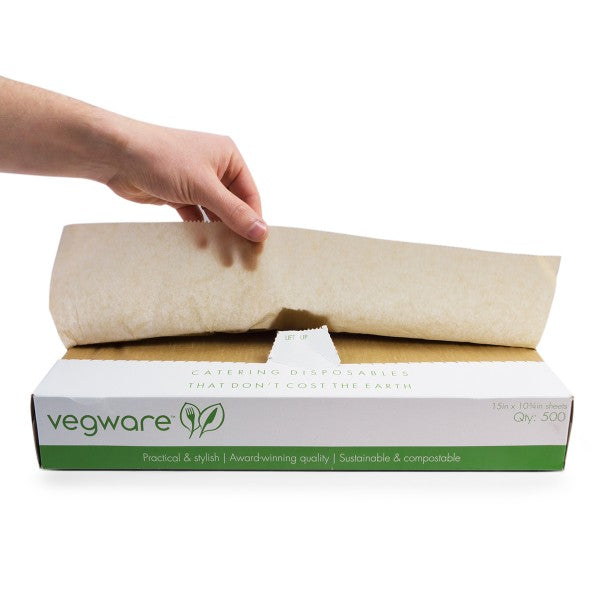Vegware 15 x 10.75in waxed kraft deli sheets (QTY:2000)