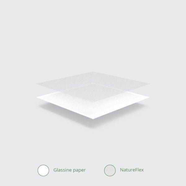 Vegware 4 x 2 x 10in glassine NatureFlex window hot bag (QTY:1000)