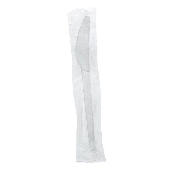Vegware 6.5in compostable CPLA knife, individual wrap (QTY:1000)