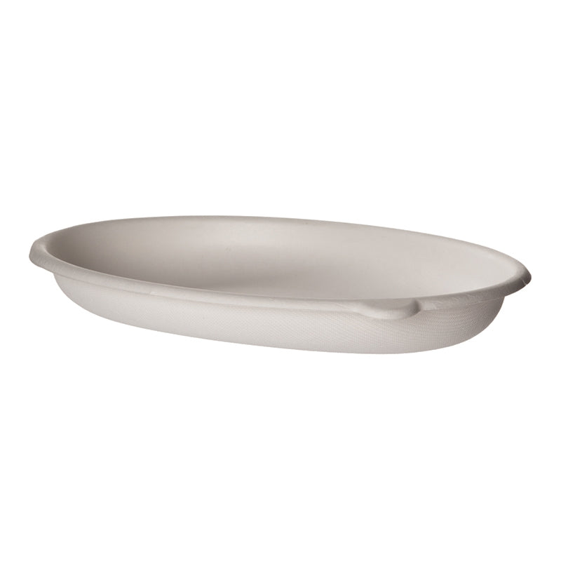 WorldView Compostable Sugarcane Take-Out Container - 24 oz. Oval (QTY:300)