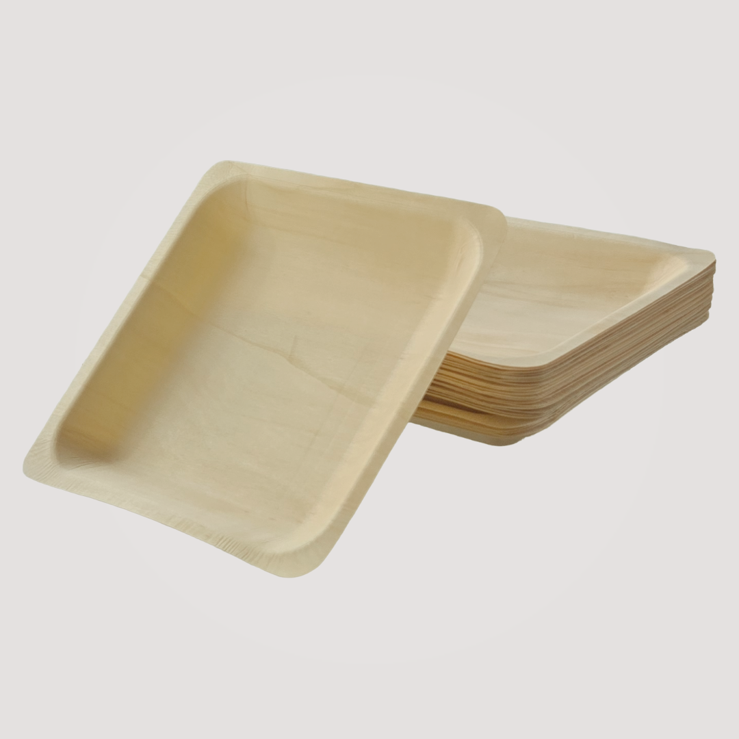 Eco Friendly Square Wooden Plate 9" X 9" (300 Pack), BPI Certified