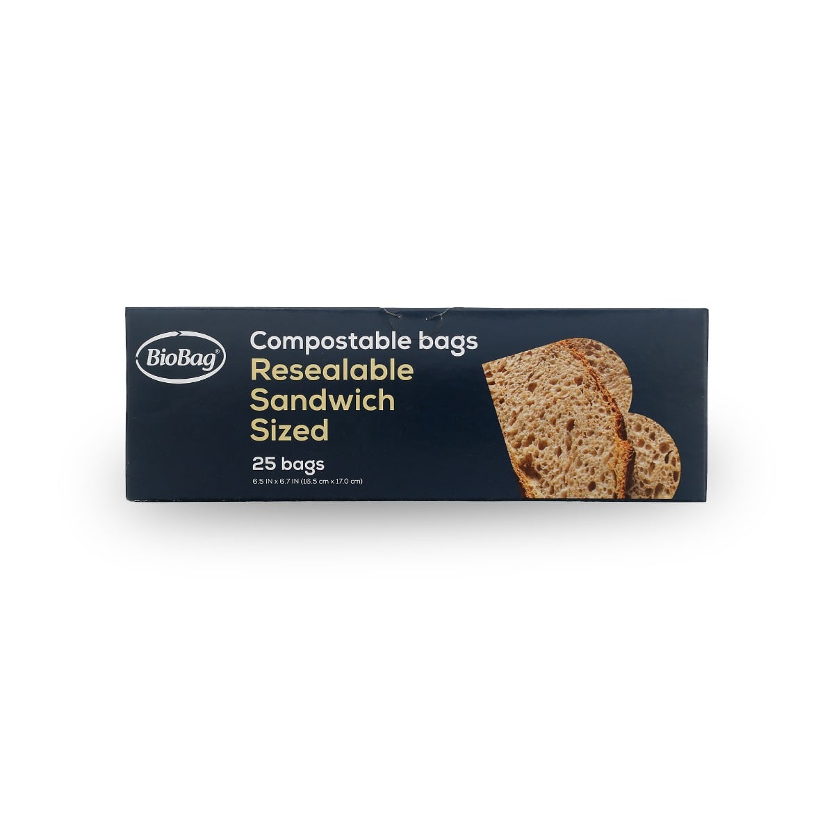 BioBag Compostable Resealable Food Storage Bags, 6.5" x 6.7", 1.8 mil (QTY 300), SKU 190420