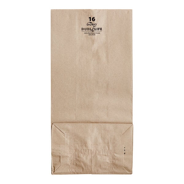 Duro 16 lb. Natural Kraft Paper Bag - 18416 (QTY:500)