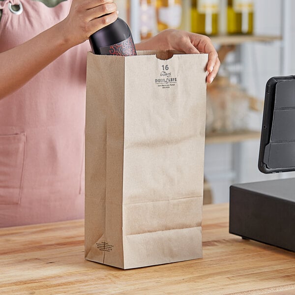 Duro 16 lb. Natural Kraft Paper Bag - 18416 (QTY:500)