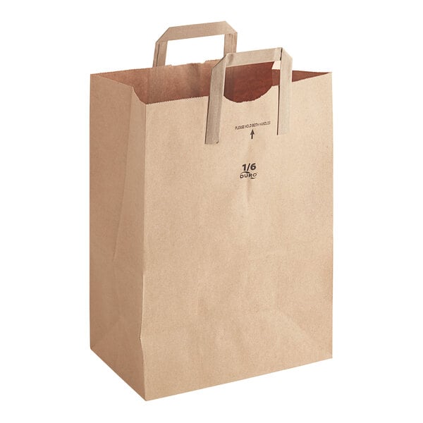 Duro 12" x 7" x 17" Natural Kraft Paper Barrel Sack with Flat Handles - 88885 (QTY:300)