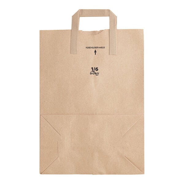 Duro 12" x 7" x 17" Natural Kraft Paper Barrel Sack with Flat Handles - 88885 (QTY:300)