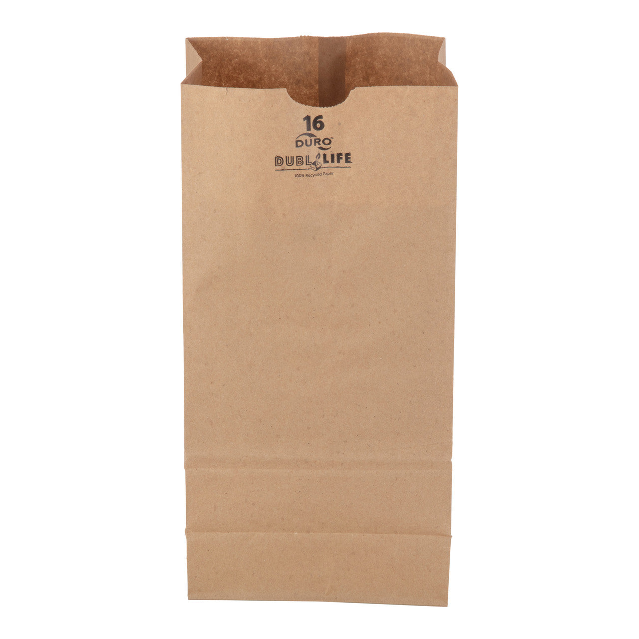 Duro 16 lb Natural Kraft Paper Bag – 40# Recycled, FSC & BPI Certified (QTY 500), SKU 18416