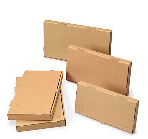 W Packaging 14" x 7" Plain Kraft/Kraft Flatbread Compostable Rectangle Pizza Boxes 1.5″ Deep E-Flute (QTY:50)