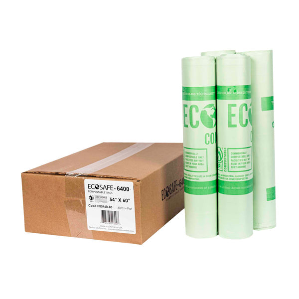 EcoSafe Zero Waste 90 Gallon Compostable Bags - 54x60 (QTY 60), SKU HB5460-85