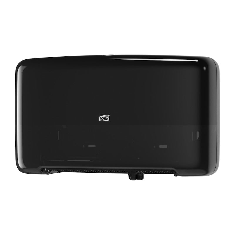 Tork Twin Mini Jumbo Toilet Paper Roll Dispenser Black T2 - 5555290 (QTY:1)