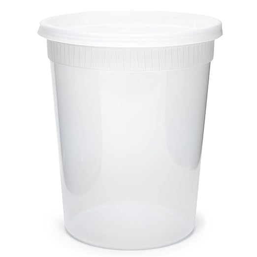 YSD2532 DELI CUP COMBO PACK W/ LID PLASTIC 32-OZ NATURAL (qty:240)