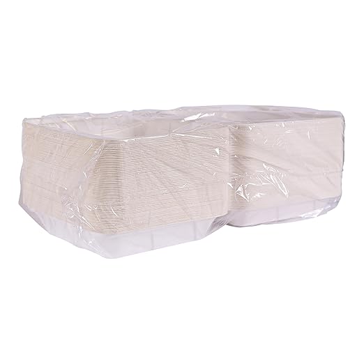 Eco-Products Renewable & Compostable Sugarcane Clamshells - 9 x 9 x 3in, Medium-Weight (QTY:200)