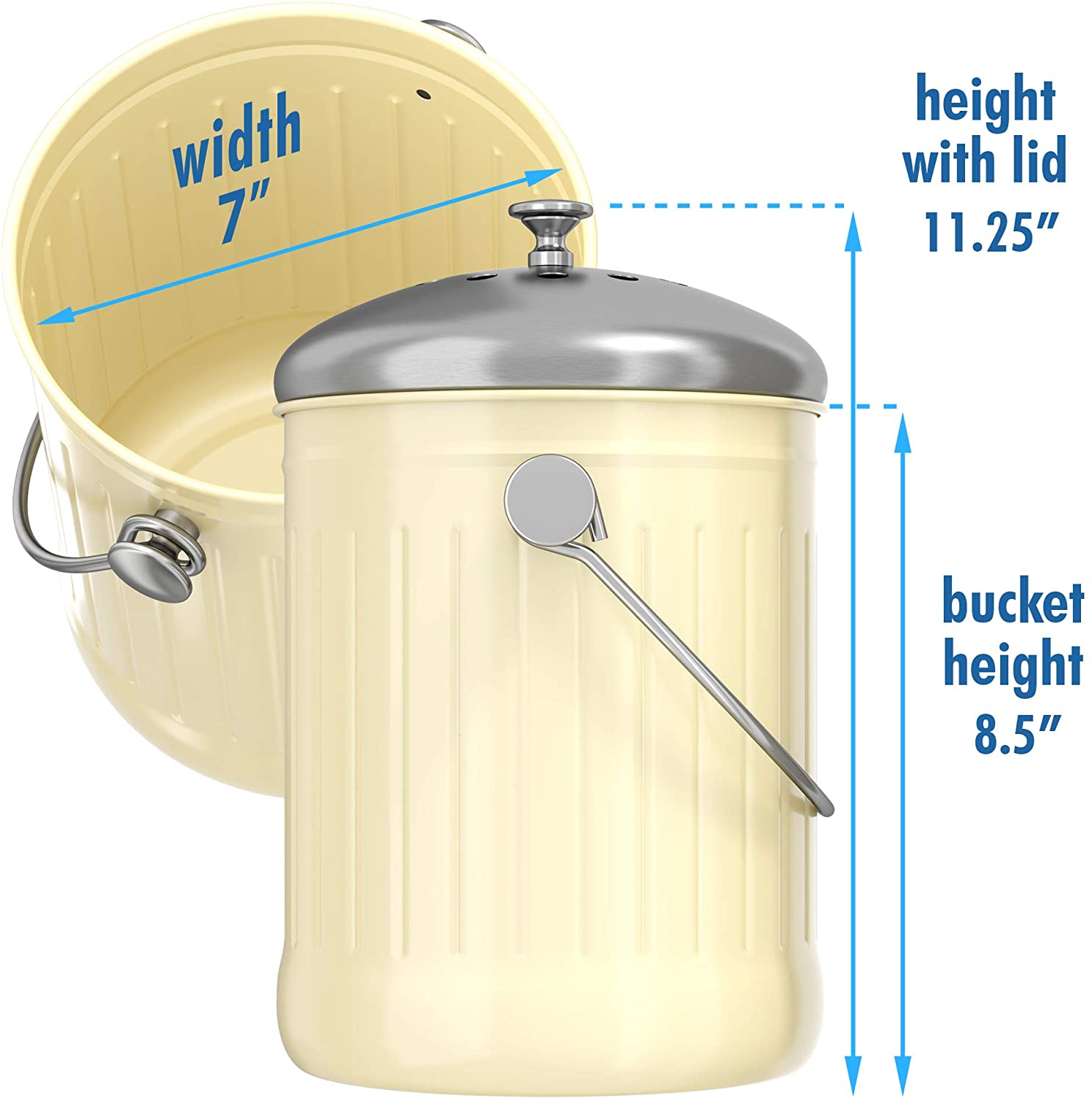 Gallon Container Key iTouchless EcoWise 1.32 Gallon Compost Bin Container 1.3 - 1.6 Gallon ...