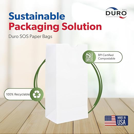 Lagasse Bag GW12-500#12 Bag Size Bleached Paper Bag (QTY:500)
