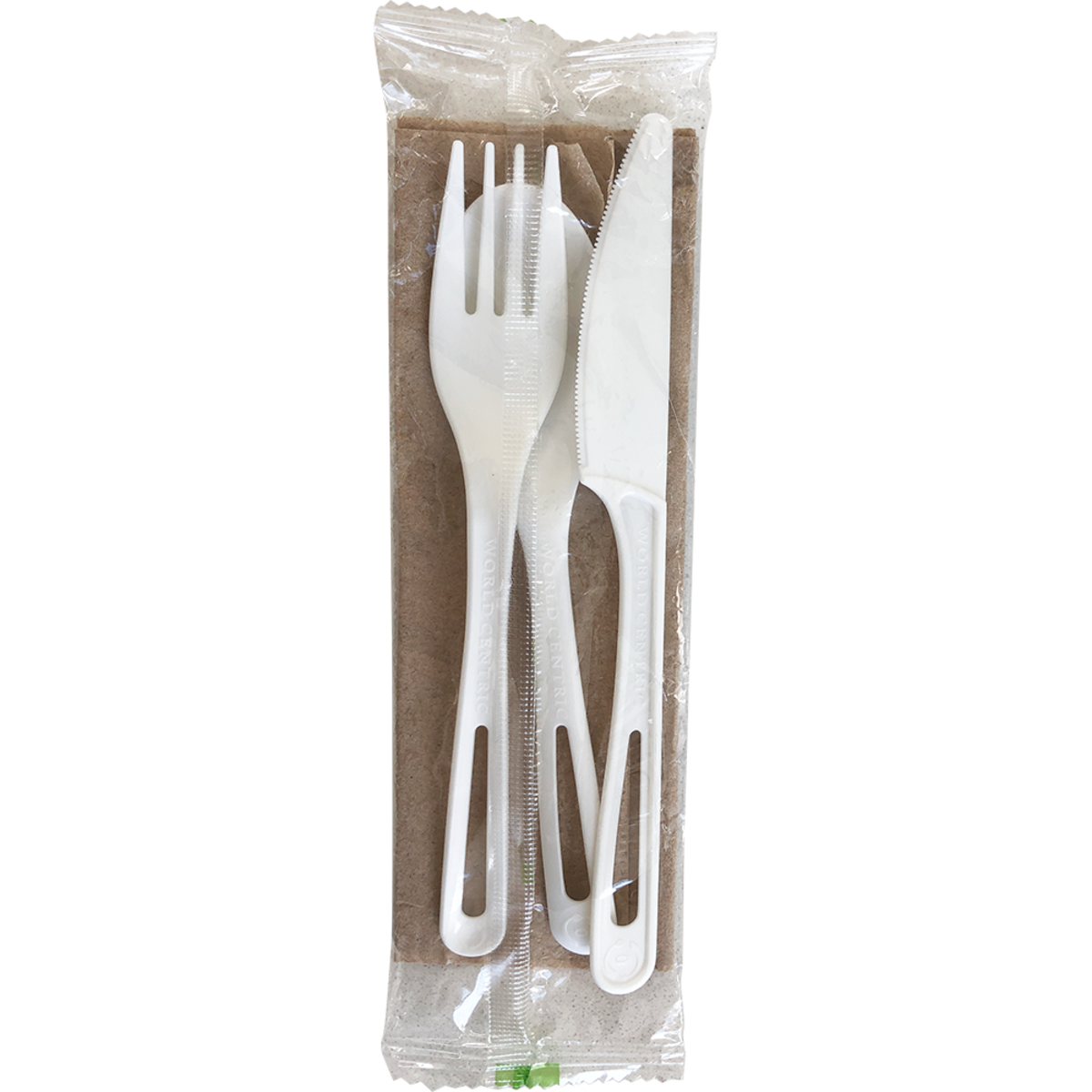 World Centric 6" Ribbed TPLA Set: (Fork, Knife, Spoon, Napkin) (QTY:250)