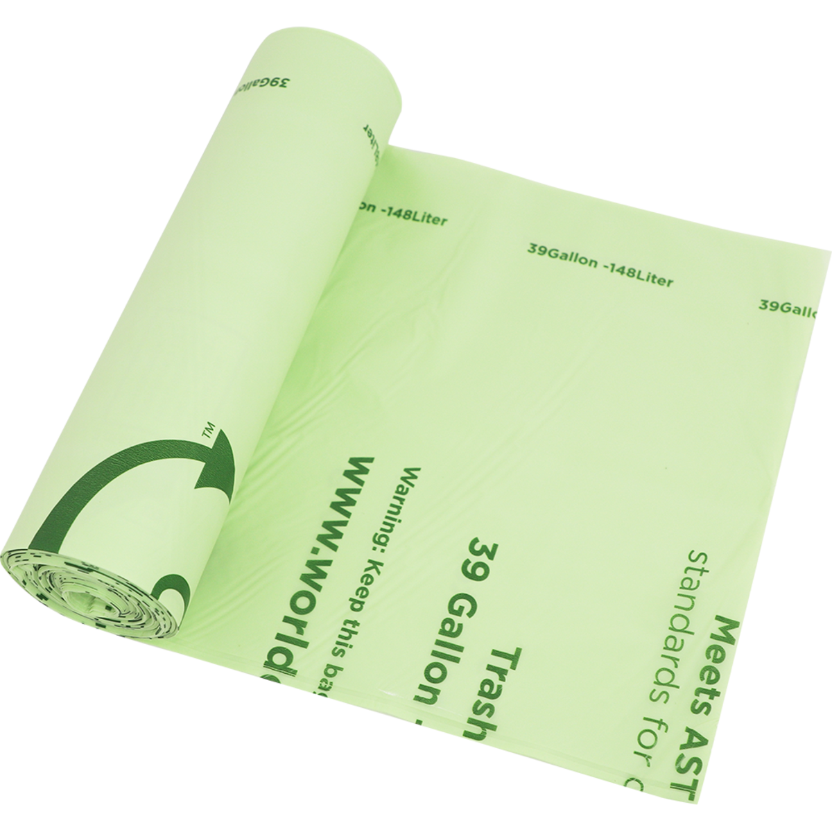 World Centric 39 Gallon Compostable Tall Kitchen Bag Heavy Duty Waste Liner (QTY 100), SKU BG-CS-39