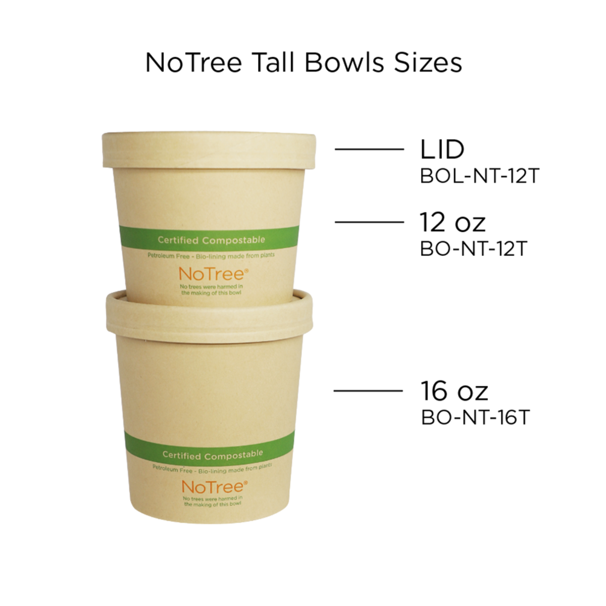 World Centric 16 oz NoTree Paper Bowl, Tall (QTY:500)