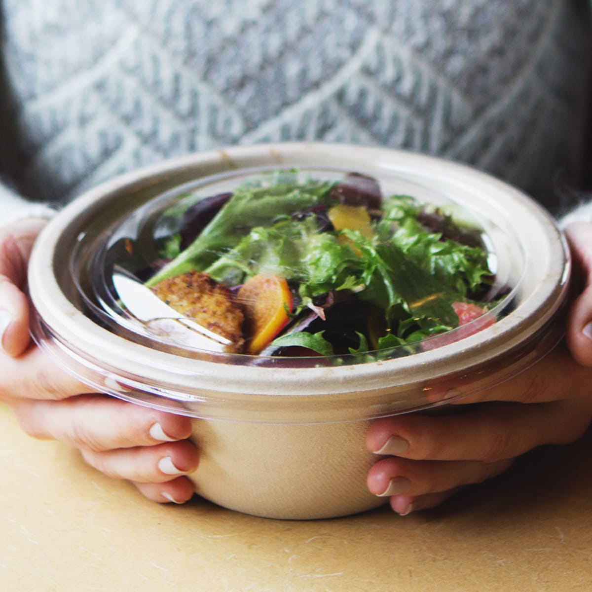World Centric Lid PLA - 16-32 oz Fiber Bowls, Clear (QTY:300)