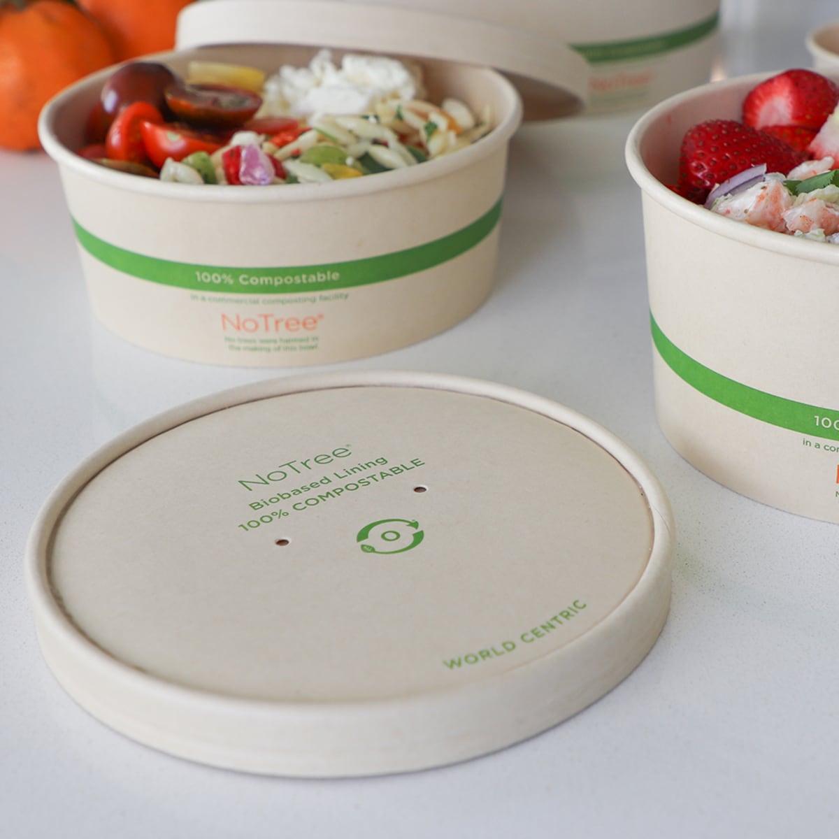 World Centric LID Paper - 24-32 oz NoTree Wide Paper Bowl (QTY:300)
