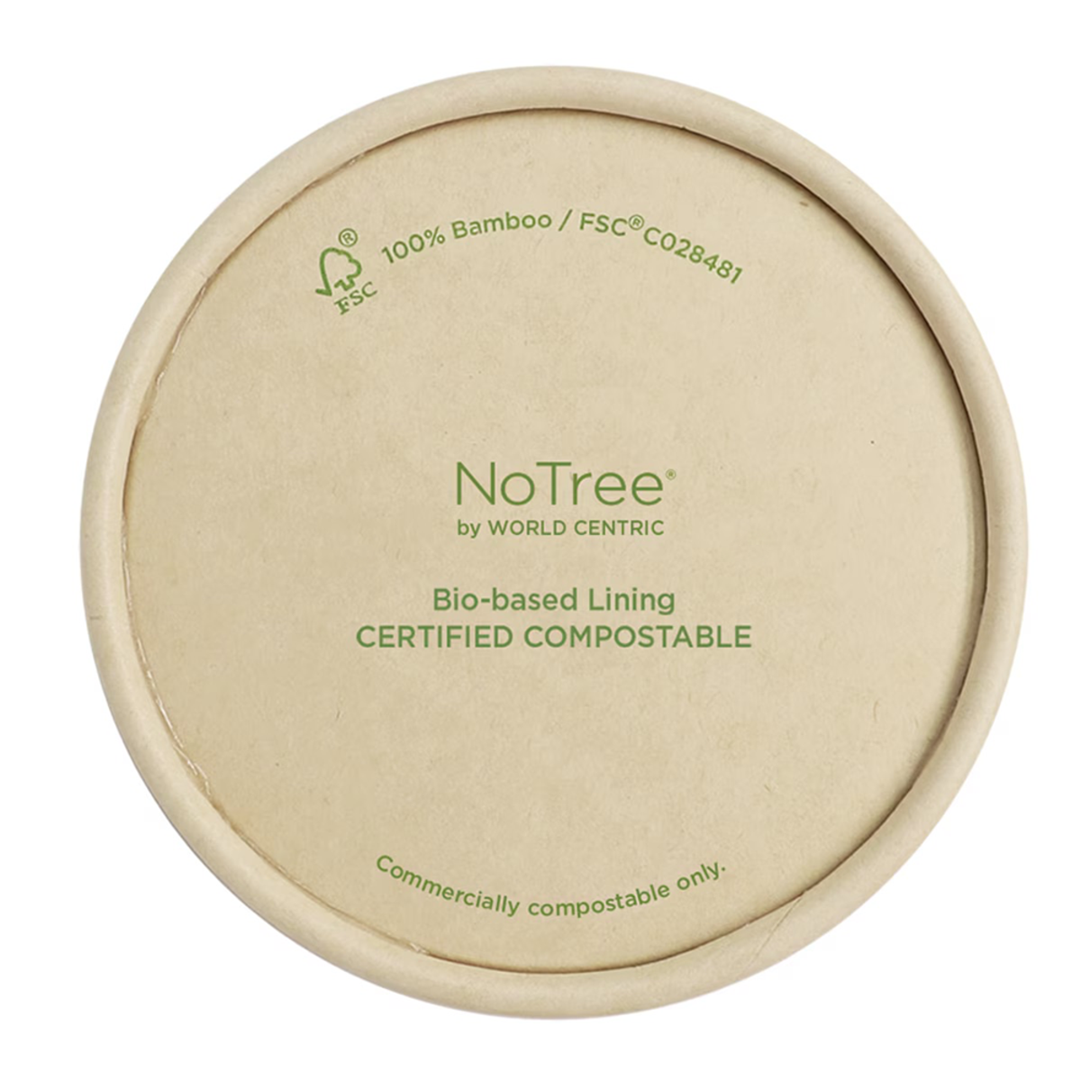 World Centric NoTree Compostable Paper Lids for 12–32oz Bowls (QTY 500), SKU BOL-PA-12-K