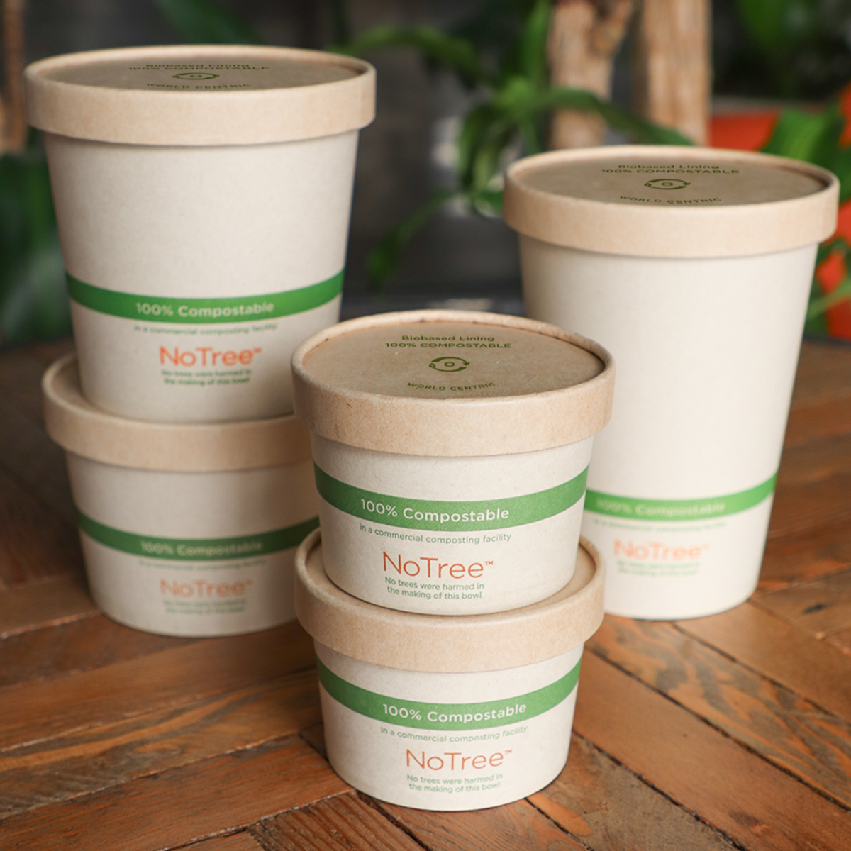 World Centric NoTree Compostable Paper Lids for 12–32oz Bowls (QTY 500), SKU BOL-PA-12-K