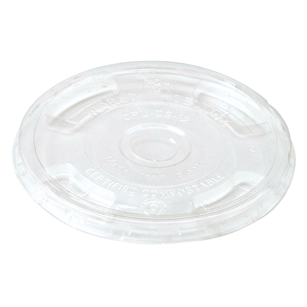 World Centric PLA Cold Cup Lid w/ Straw Hole Compostable Clear (QTY 1000), SKU CPL-CS-12