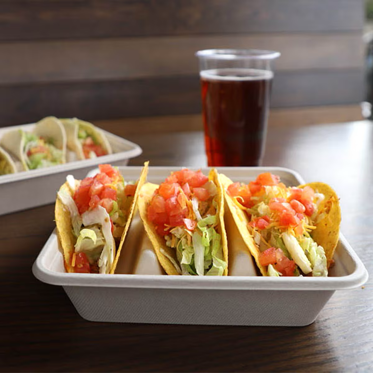 World Centric 8 in Fiber Compostable Takeout Container Plant Fiber (QTY 300), SKU CT-FB-8-LFP