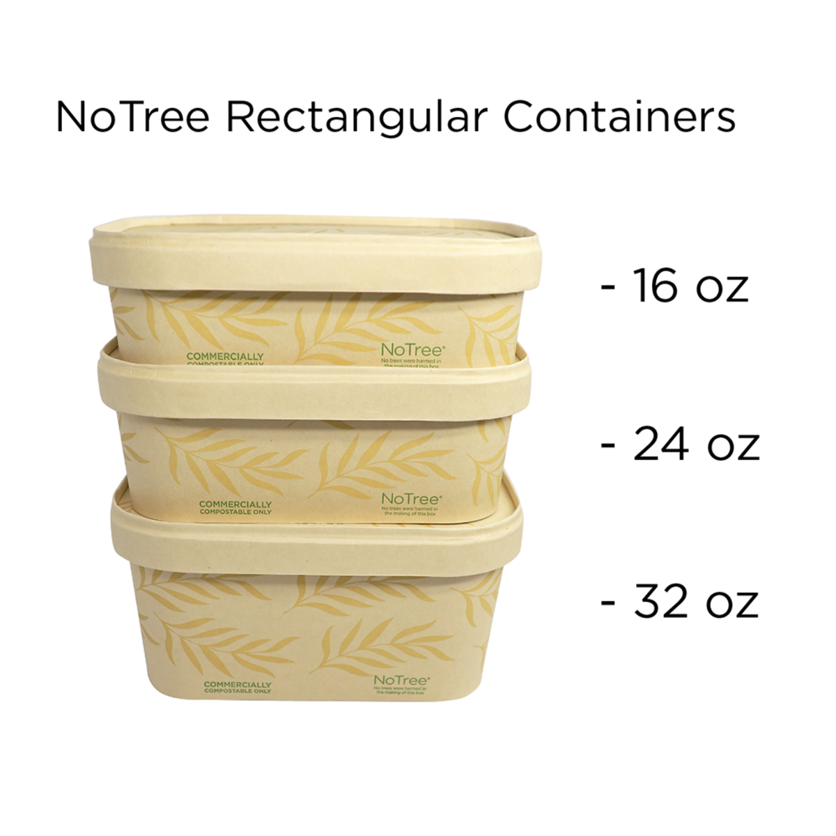 World Centric 24 oz NoTree Rectangular Container (QTY:300)