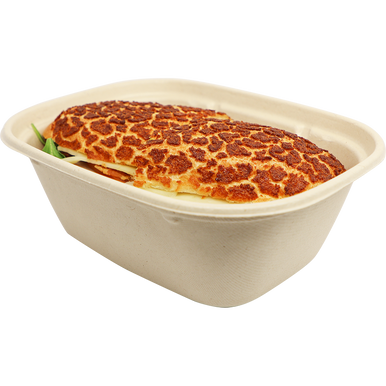 World Centric 44 oz Laminated Fiber Takeout Box 8.7 x 6.7 x 3.1in Compostable (QTY 400), SKU CT-SC-U3L-LF